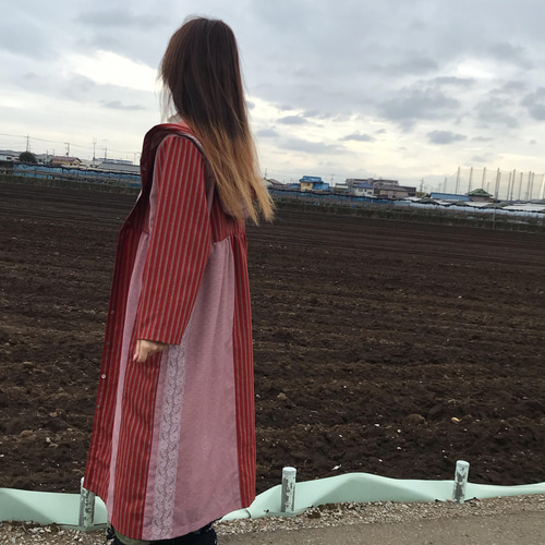 福袋】着物リメイクフード付きコートとねこちゃんbagセット コート