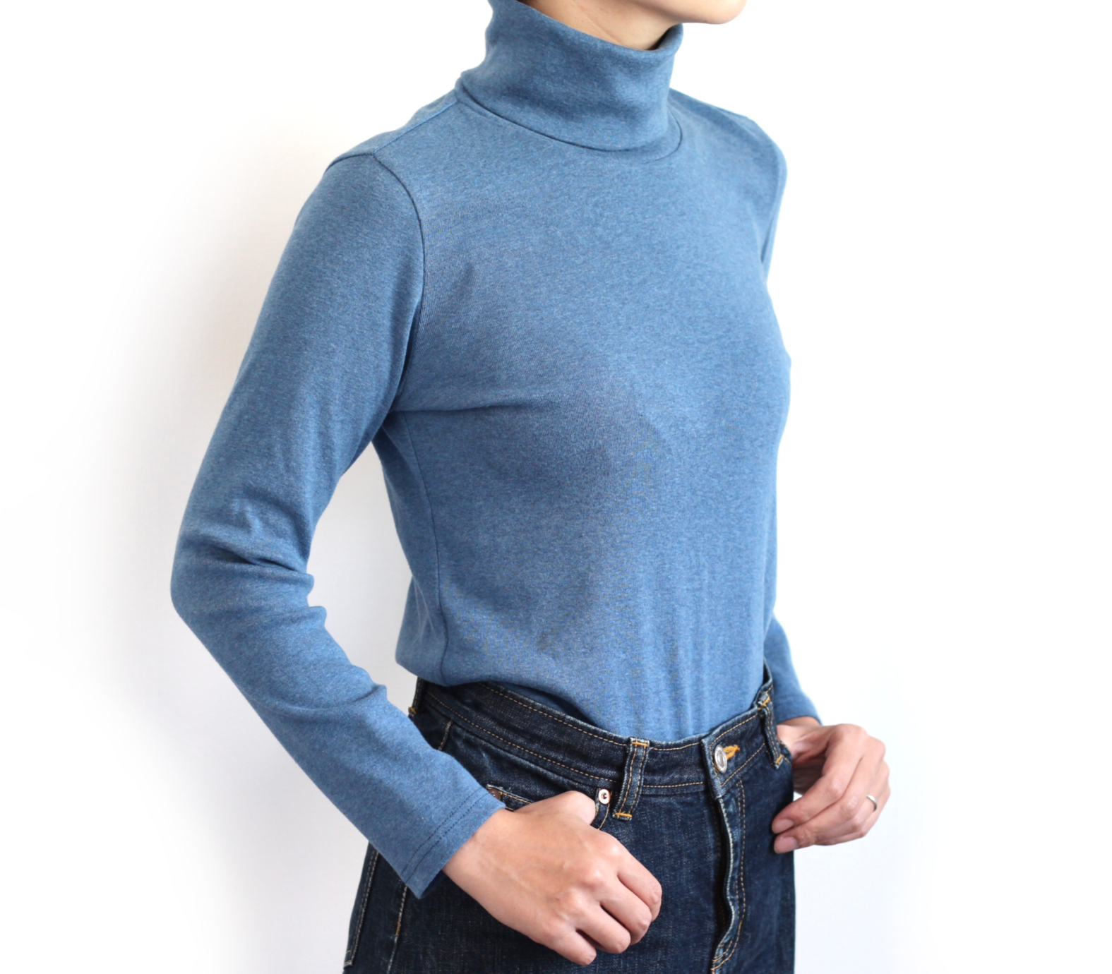 【7分袖用】日本製オーガニックコットン 形にこだわった 大人のタートルネックTシャツ【色・サイズ展開有】