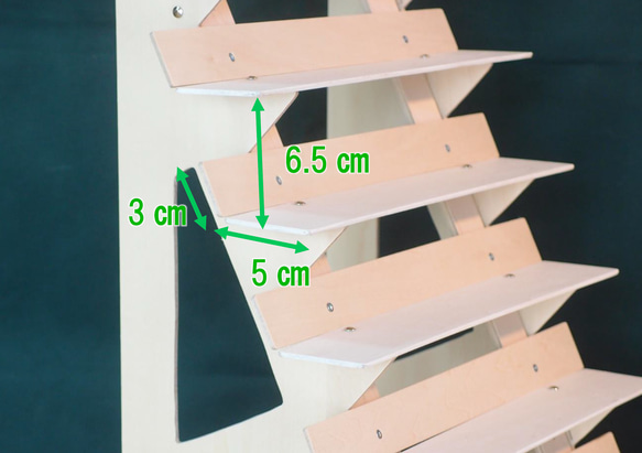 パタポンな木製什器 33㎝６段平棚タテ長 2枚目の画像
