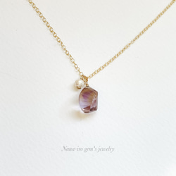 ＊訳あり＊14kgf ametrin × pearl necklace 8枚目の画像