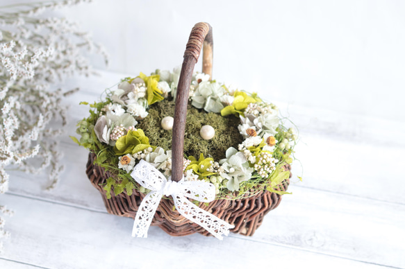 完成品orキット】たっぷり小花のバスケットリングピロー＊プリザーブド