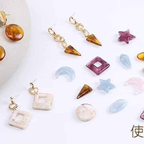 A1868-G 24個 樹脂チャーム 全8種 ピンク 3X（8ヶ） 樹脂