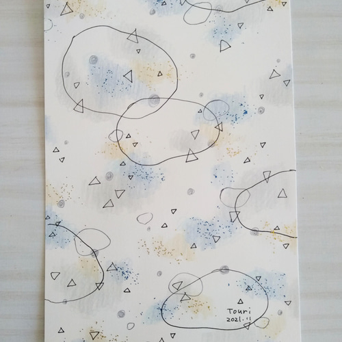 ☆原画・額なし☆ ふんわり＊模様イラスト／色鉛筆&ペン イラスト