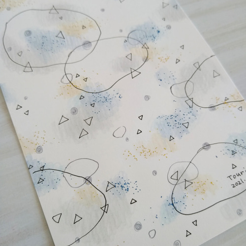 ☆原画・額なし☆ ふんわり＊模様イラスト／色鉛筆&ペン イラスト