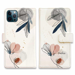 iPhone14/全機種免運費☆ 筆記本型智能手機保護套 Franz design No3 花卉圖案 第2張的照片