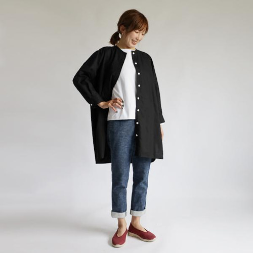 【新品・最終値下げ】Resurrection ロングシャツ FUMITO GANRYU - 【25SS】サイド ベンツ オープンカラー リネン