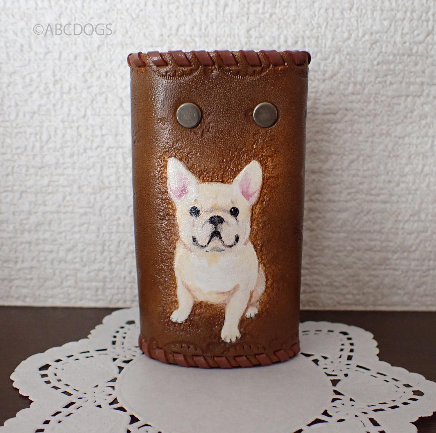 本革キーケース　フレンチブル　クリーム　ABCDOGS