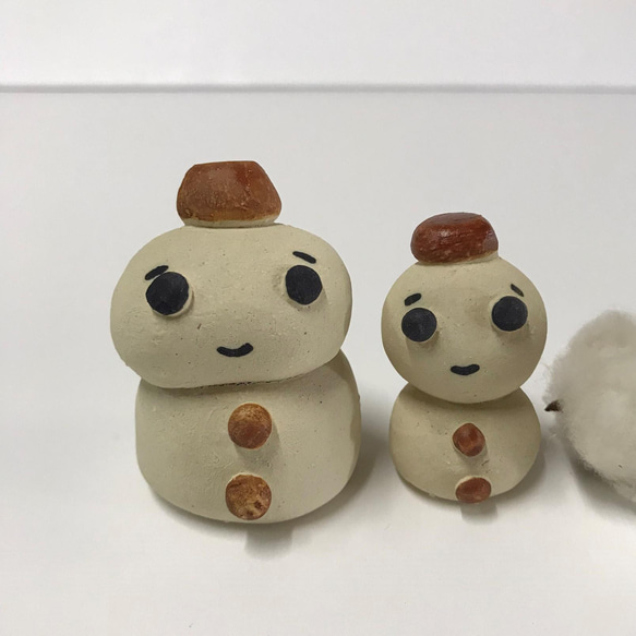 親子雪だるま　KA-162　陶製　/Snowman /雪人 2枚目の画像