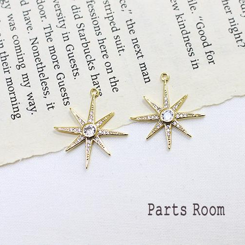 2 件] 閃光八角星形吊飾[金色] -mt-3475 飾品零配件Parts Room