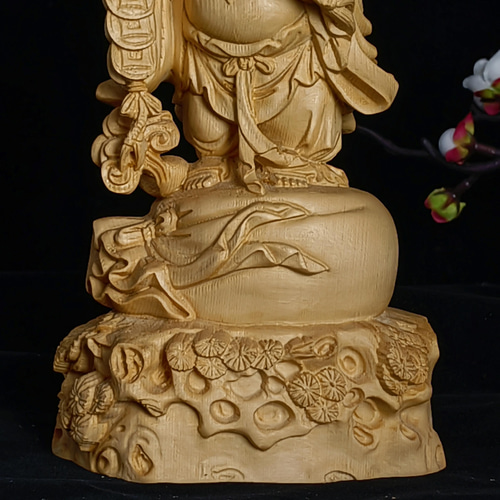 修縁堂】極上彫 木彫り 仏像 七福神 弥勒仏 布袋様 仏教工芸品