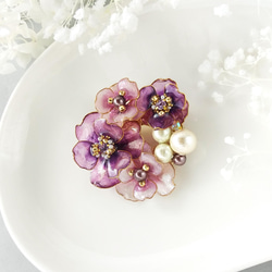 brooch < purple * blue > flowers お花のブーケ 【受注制作】 桜 アネモネ 山茶花 11枚目の画像