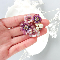 brooch < purple * blue > flowers お花のブーケ 【受注制作】 桜 アネモネ 山茶花 10枚目の画像