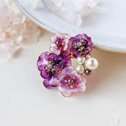 brooch < purple * blue > flowers お花のブーケ 【受注制作】 桜 アネモネ 山茶花 7枚目の画像