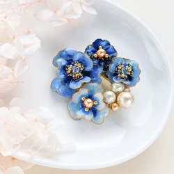 brooch < purple * blue > flowers お花のブーケ 【受注制作】 桜 アネモネ 山茶花 16枚目の画像