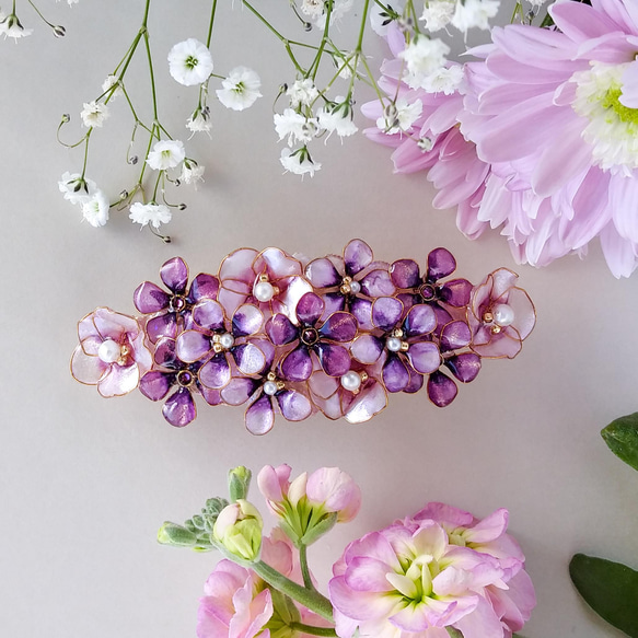 barrette　elegant 桜　紫のお花ブーケ  【受注制作】　 8枚目の画像