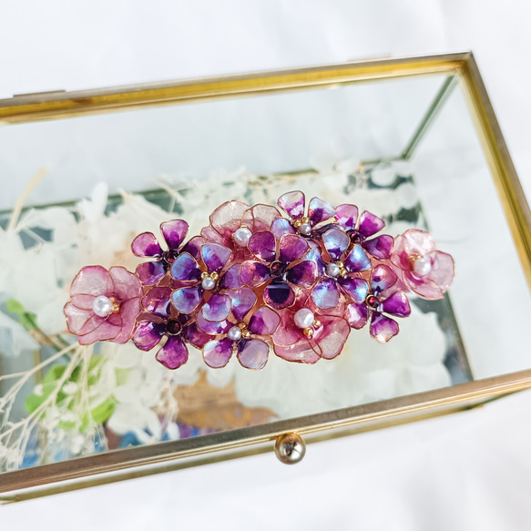 barrette　elegant 桜　紫のお花ブーケ  【受注制作】　 2枚目の画像