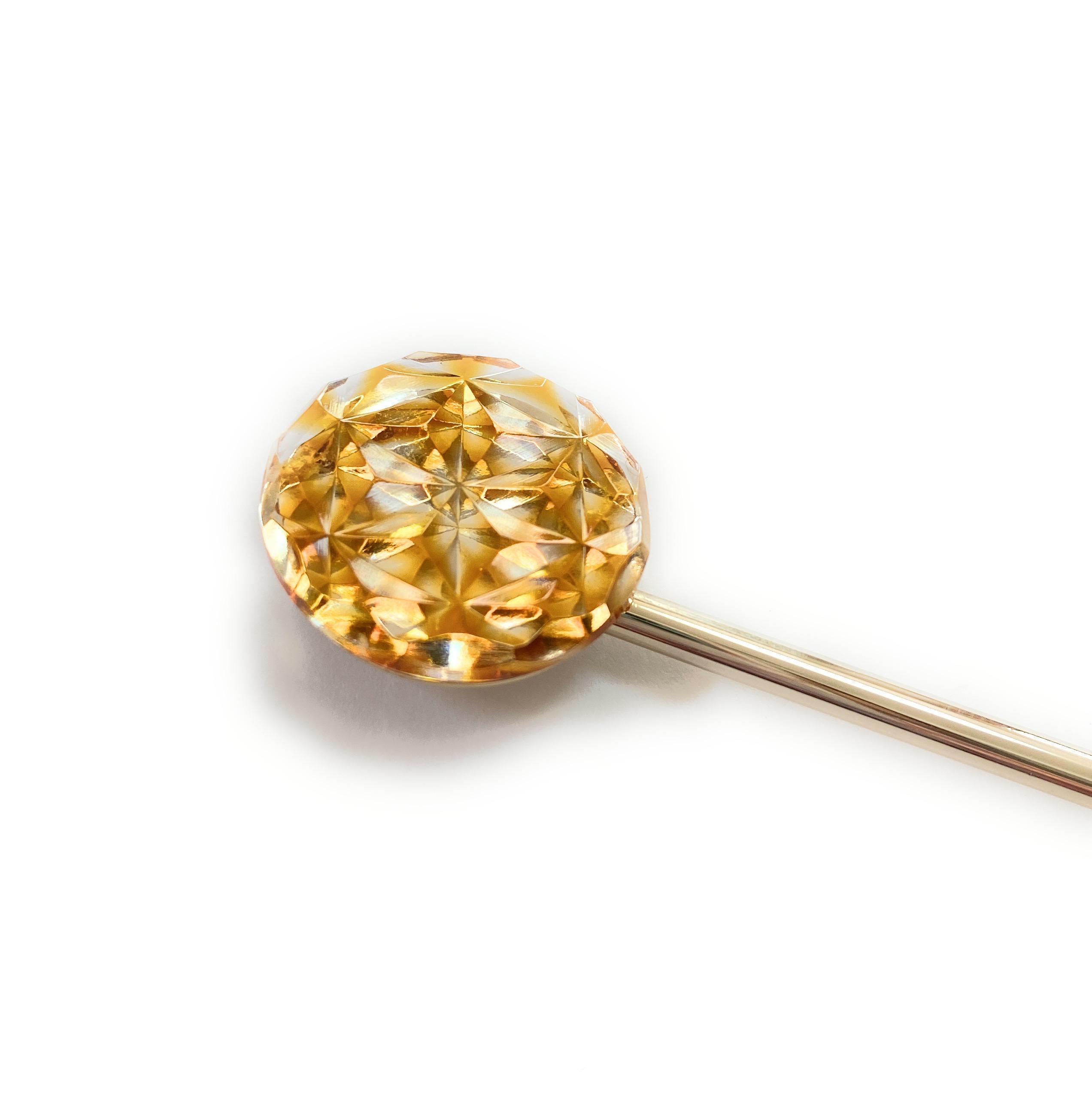 東京切子かんざし　六花　アンバー・ゴールド