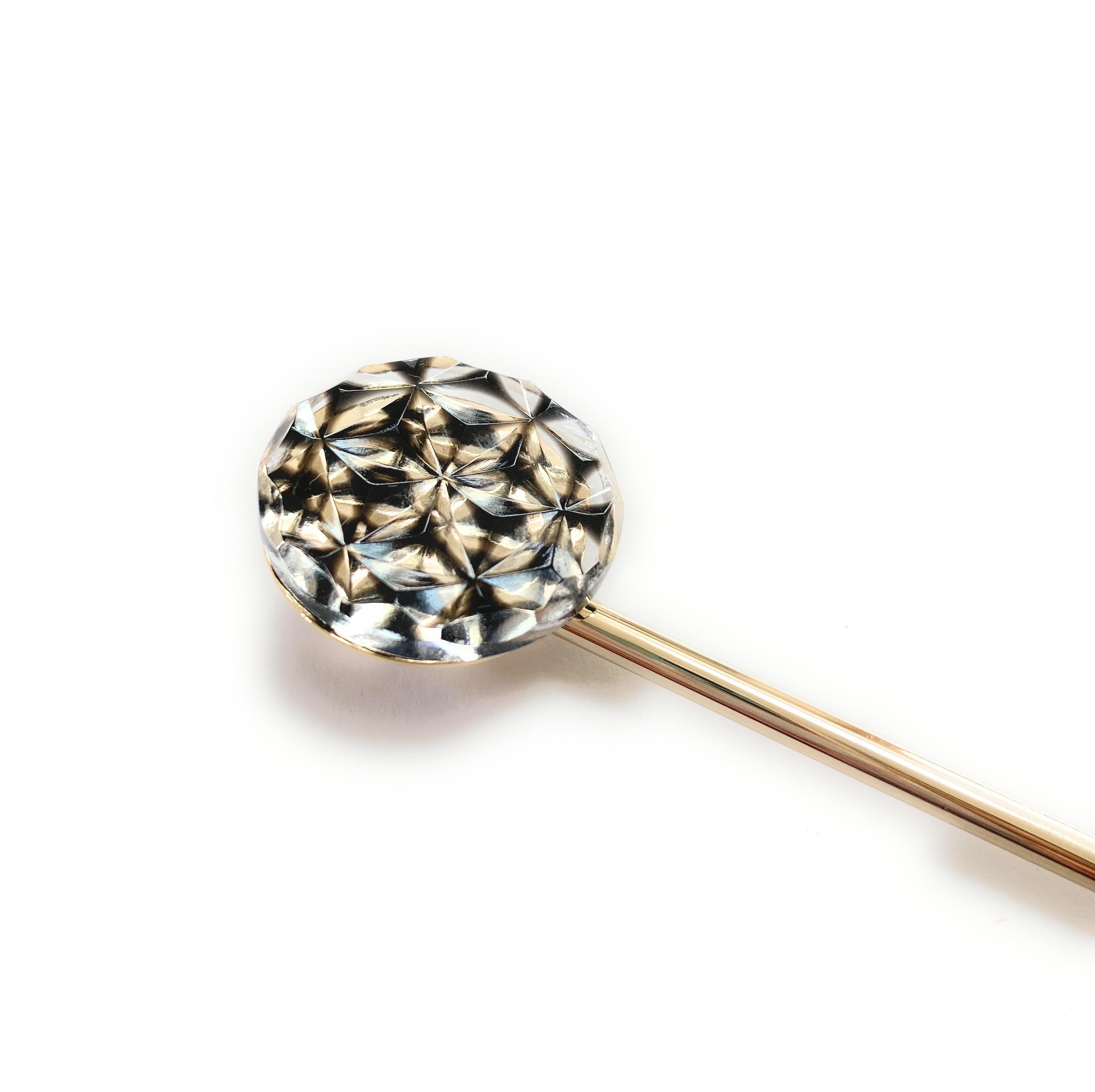 東京切子かんざし　六花　ブラック・ゴールド