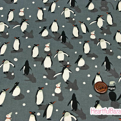USAコットン(110×50) COTTON+STEEL WAKUWAKU CHRiSTMAS ペンギンダンス グレー 2枚目の画像