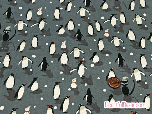 USAコットン(110×50) COTTON+STEEL WAKUWAKU CHRiSTMAS ペンギンダンス グレー 2枚目の画像