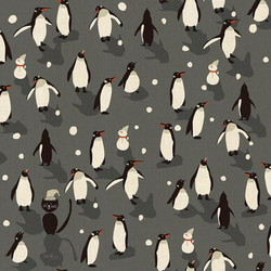 USAコットン(110×50) COTTON+STEEL WAKUWAKU CHRiSTMAS ペンギンダンス グレー 4枚目の画像