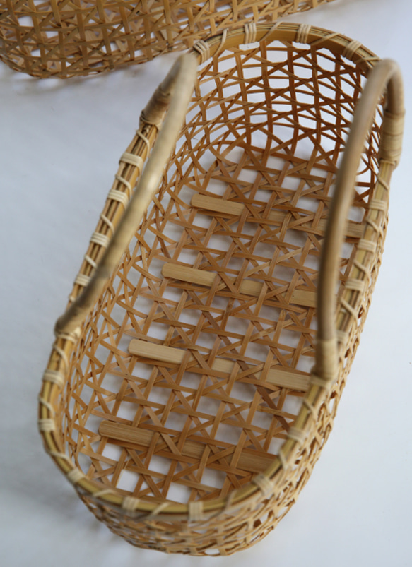 【杏子】民芸職人手作り 収納ケース 籐編 茶道具 ピクニック 小物入れ籠 3枚目の画像