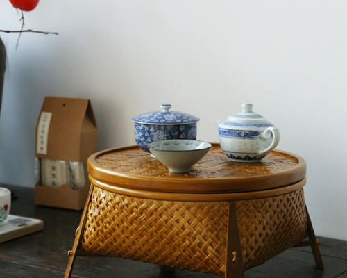 提籃籠 收納籃 茶道具籠 茶具 竹細工 收納 竹工芸 竹かごだけ