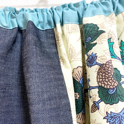 インド綿パッチワーク切り替えスカート グリーン 3枚目の画像