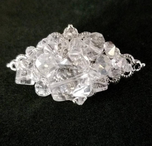 水晶帯留め アンティーク アクセサリー OT-18] カットが煌めく水晶の