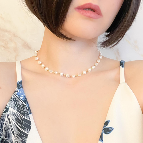 Melting：淡水パールのマンテルY字ネックレス SV430 チョーカー MAY