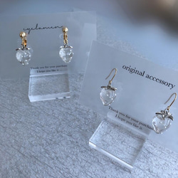 天然石 ダブルポイントクォーツ スクエアピアス*＊ (イヤリング変更可