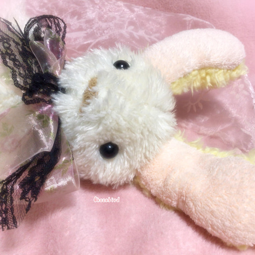 ハンドメイド 春の白うさぎちゃん ぬいぐるみ （白うさぎ
