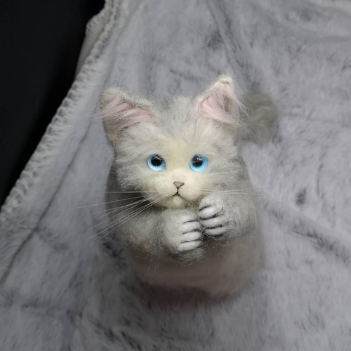羊毛フェルト おねだり猫 ハンドメイド ねこ ネコ フェルト猫 羊毛フェルト おねだり猫 ハンドメイド ねこ ネコ フェルト猫