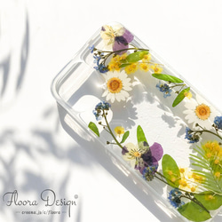 フレッシュな香りが漂う 押し花 お花 スマホケース iPhone14 13 12 11 Pro mini SE 4枚目の画像