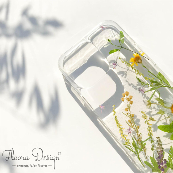 フレッシュな香りが漂う 押し花 お花 スマホケース iPhone14 iPhone13 12 11 Pro mini 9枚目の画像