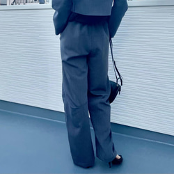 【再々〜々販】フォーマルウェア 卒業・入学式 スーツ ウエスト総ゴムのワイドフィットカーブパンツ22003グレー 5枚目の画像