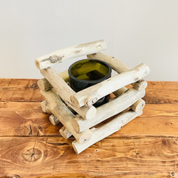 流木インテリア 流木を組み合わせたシンプルなキャンドルホルダー 癒し アロマ 間接照明 キャンプ キャンドル付 N4 2枚目の画像