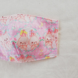 ジュニアサイズ　うさぎちゃんの立体マスク　ゆめカワ♡　ピンク 3枚目の画像