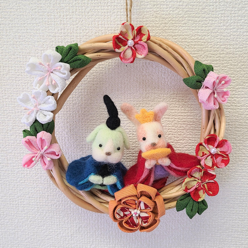 ひな祭り】つまみ細工リース 雛飾り 送料無料 リース kirarin 通販
