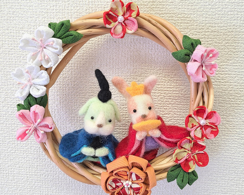 ひな祭り】つまみ細工リース 雛飾り 送料無料 リース kirarin 通販