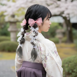 成人式 卒業式 七五三 結婚式 紫陽花 リボンアレンジ ヘッドドレス 髪