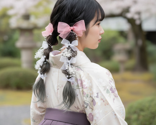 成人式 卒業式 七五三 結婚式 紫陽花 リボンアレンジ ヘッドドレス 髪