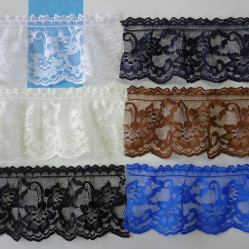 幅6.5cm×1m/6色/34532/65mm/ラッセルレース/フリル/手芸 レース thread 