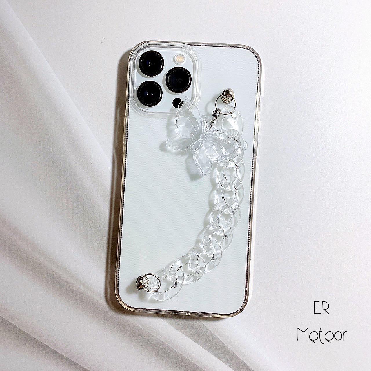 ハート キーリングハンガー スマホチャーム 蝶々 韓国 ハンドメイド ハート スマホチャーム キーリングハンガー 蝶々ハンドメイド