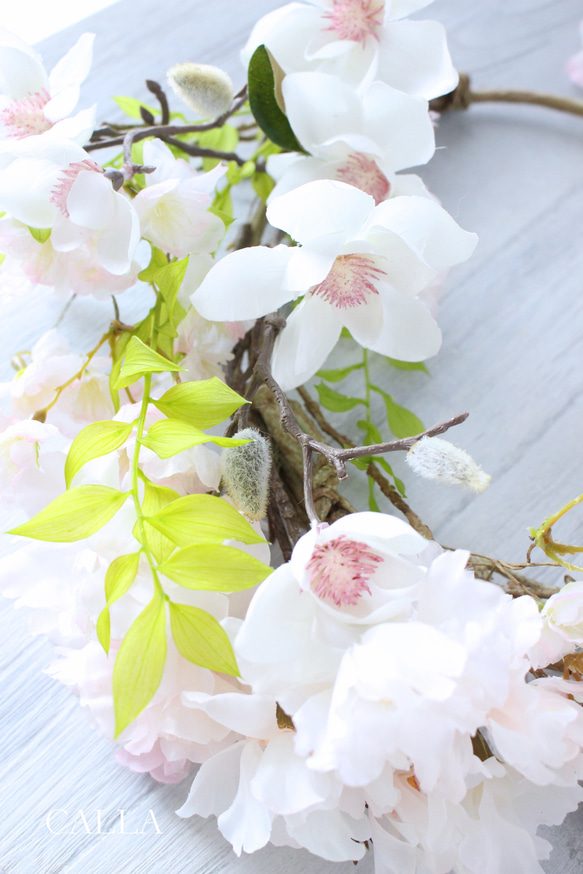 《Renewal》しっとりと佇まいの美しい♡侘桜リース〜Sakura&Magnolia〜3Lsize 10枚目の画像