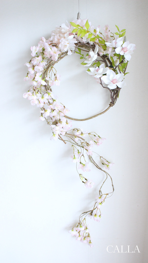 《Renewal》しっとりと佇まいの美しい♡侘桜リース〜Sakura&Magnolia〜3Lsize 2枚目の画像