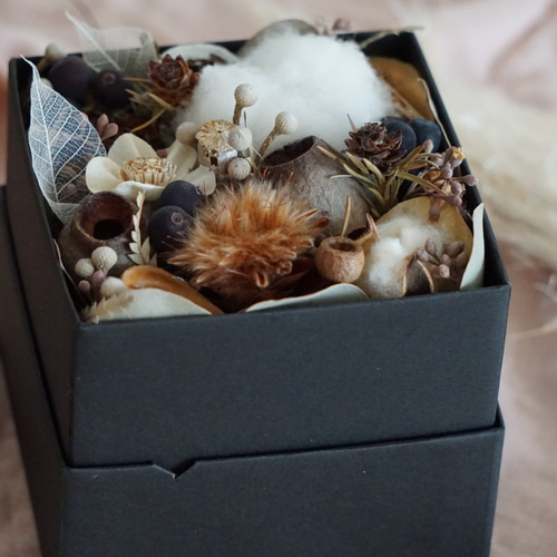 木の実・ナッツ ドライフラワーボックス アレンジメント 箱 ボックス