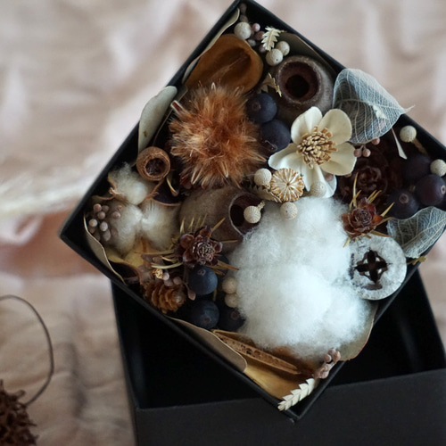 木の実・ナッツ ドライフラワーボックス アレンジメント 箱 ボックス