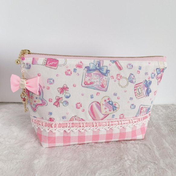 【数量限定】 乙女心くすぐるコスメ柄ポーチ ポーチ 💜🎀Pinky_Rose1117 バッグ