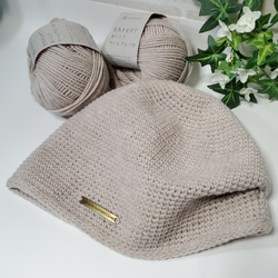 手編みシンプル帽子　柔らかなメリノウールとロイヤルベビーアルパカ日本製の糸を使用 5枚目の画像